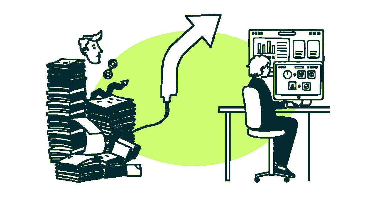 Ilustración editorial sobre cuándo una empresa necesita un sistema a medida