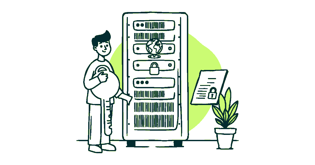 Ilustración editorial sobre contratar dominio y hosting a nombre de tu empresa