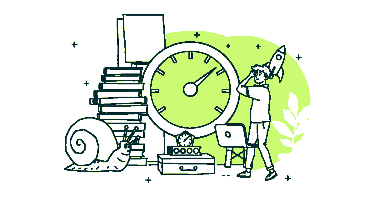 Ilustración editorial sobre por qué una web carga lento y cómo optimizarla