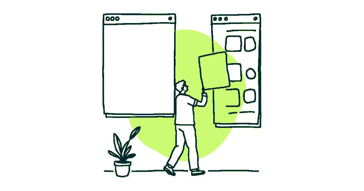 Ilustración editorial sobre rediseñar una página web sin perder posicionamiento